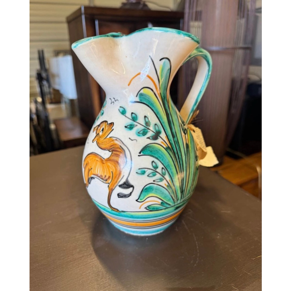 Vintage hand-painted Spanish Toledo ceramic pitcher